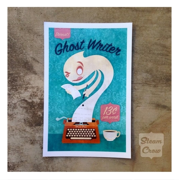 NWT Steam Crow Ghost Writer Illustrated Graphic Art Print 12"x18" - Picture 7 of 9